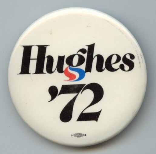 Harold Hughes 1972 campaign logo, button, sticker 1