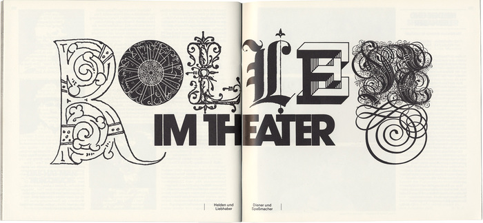 Gassner may have pulled some of his lettering from the popular Lettera sourcebooks by Armin Haab and Walter Haettenschweiler. The flourished ‘L’, for example, is found in Lettera 2 and credited to a 16th-century Italian manuscript (namely the works of Vespasiano Amphiareo, 1554). The superornate Fraktur ‘N’ is from Paulus Franck’s Schatzkammer, Nuremberg, 1601.