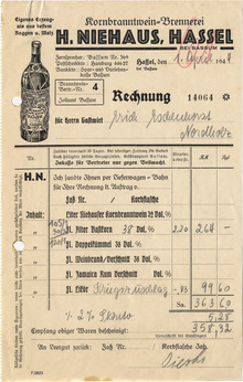 H. Niehaus invoice, 1944