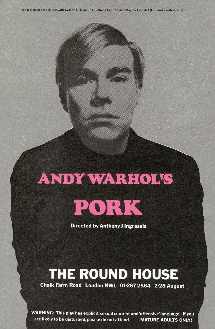 Andy Warhol’s Pork, August 1971, in pink Cooper Black with Franklin Gothic.