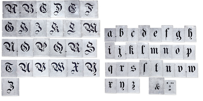 These historical stencil plates (c. 1890) from Bavaria formed the basis for Astype’s Vtg Stencil Germany No.101.