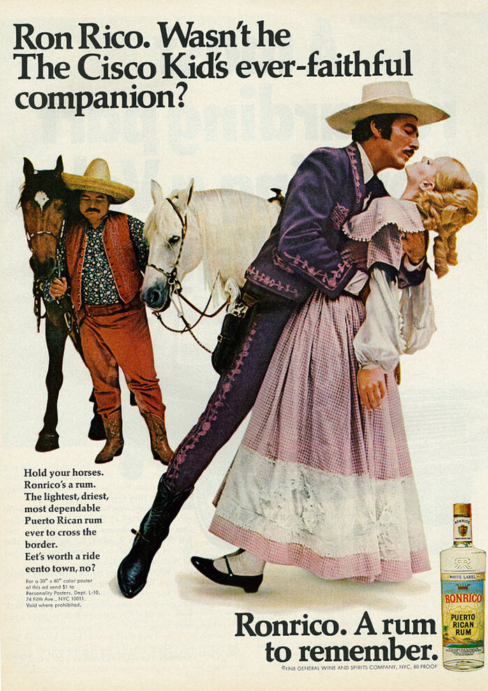 “Ron Rico” ad for Ronrico rum (1968)
