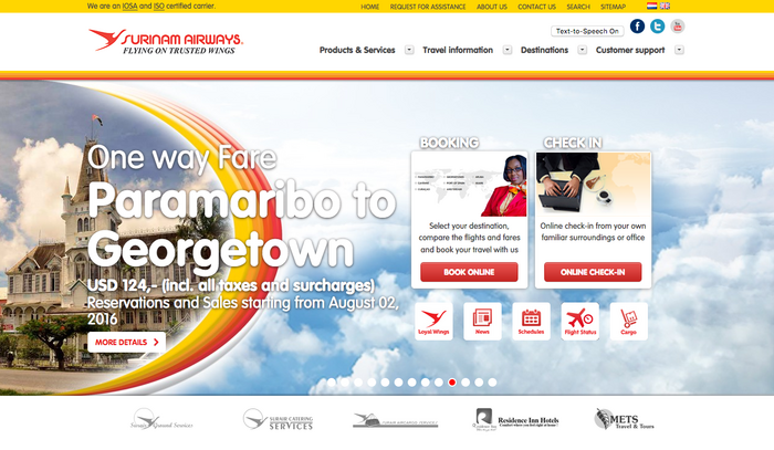 The Surinam Airways website uses a version of VAG Rounded.