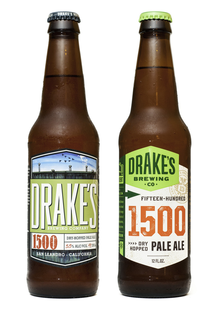 Old label on the left, new one on the right