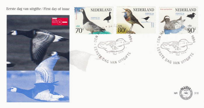 Official NVPH first day of issue cover with special postmark, featuring Meta caps set on a circle.