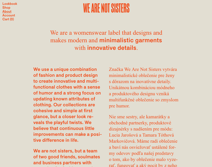 We Are Not Sisters website 4
