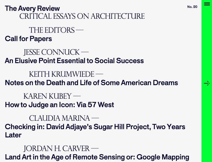 The Avery Review website 1