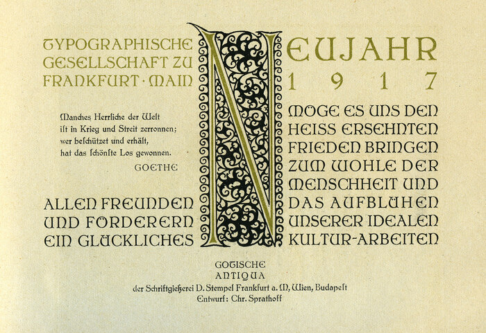 Typographische Gesellschaft zu Frankfurt/Main, New&nbsp;Year wishes 1917