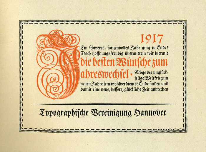 Typographische Vereinigung Hannover, New Year wishes 1917