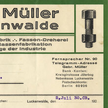 Gebr. Müller Luckenwalde letterhead, 1930