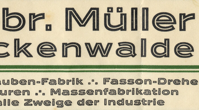 Gebr. Müller Luckenwalde letterhead, 1930 2