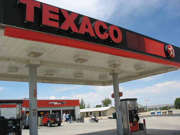 Texaco service station in Carrizozo, Texas.