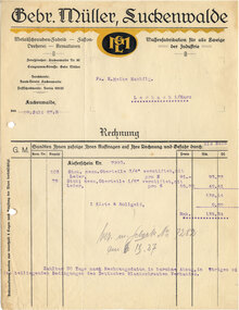 Gebr. Müller Luckenwalde invoice, 1927