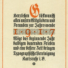 Typographische Vereinigung Karlsruhe, New<span class="nbsp">&nbsp;</span>Year wishes 1917