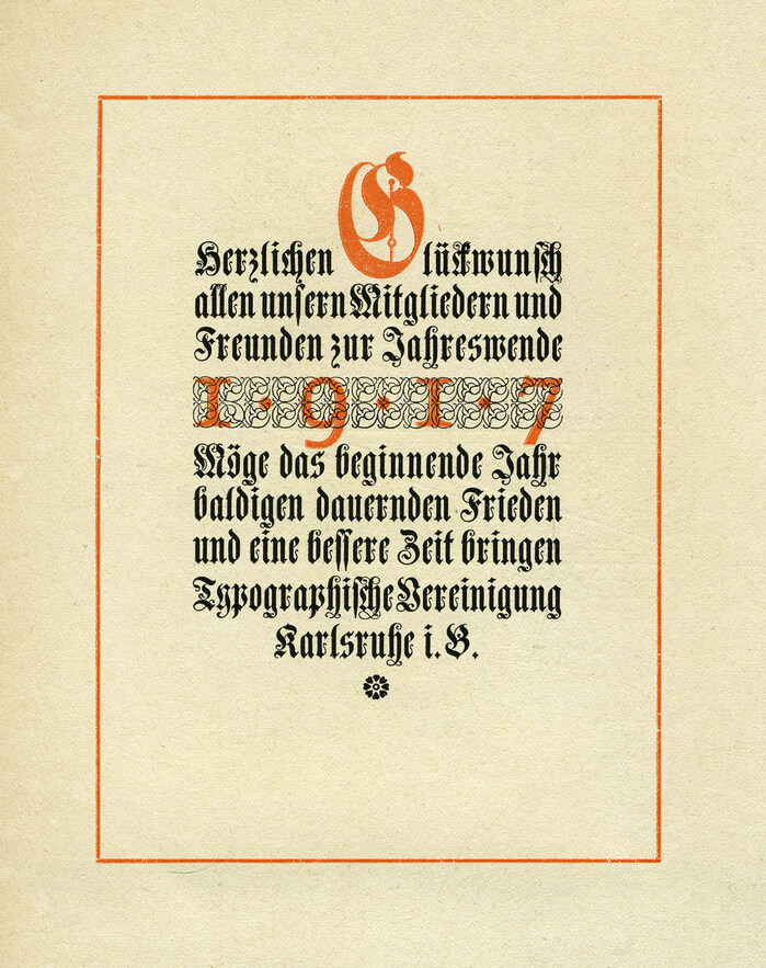 Typographische Vereinigung Karlsruhe, New&nbsp;Year wishes 1917