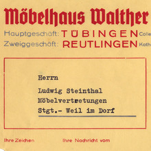 Möbelhaus Walther Geßwein letter, 1937