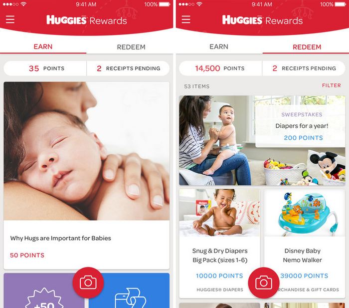 To maintain brand consistency across all media, Omnes is used in the Huggies Rewards app, too.
