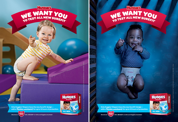 Ads from the &ldquo;We Want You&rdquo; campaign for the new SureFit design, with bold caps from Omnes.
