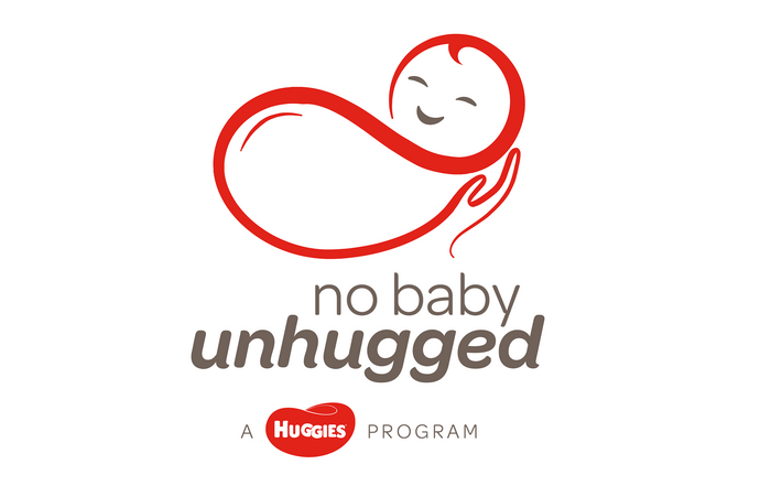 Logo of the current &ldquo;No Baby Unhugged&rdquo; program, featuring Omnes Regular and the Semibold Italic.