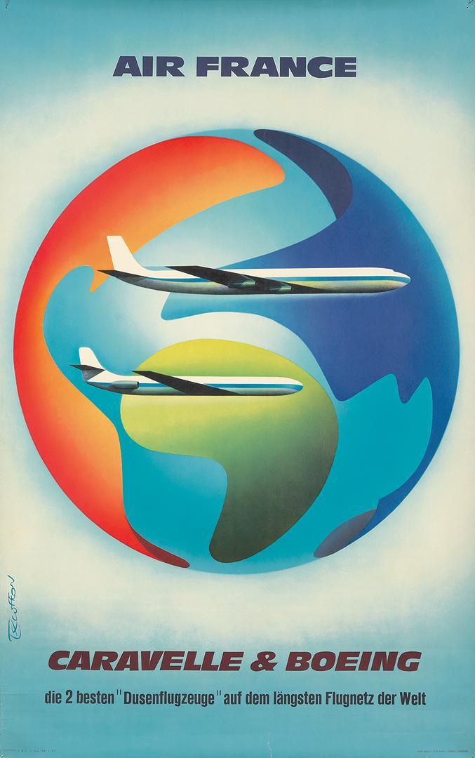 Air France poster: Caravelle &amp; Boeing