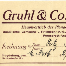 Gruhl, Magdeburg invoices, 1926 and 1927
