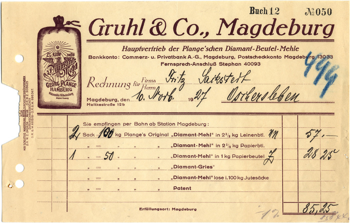 Gruhl, Magdeburg invoices, 1926 and 1927 2