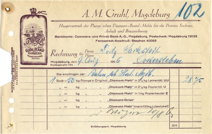 Gruhl, Magdeburg invoices, 1926 and 1927 1