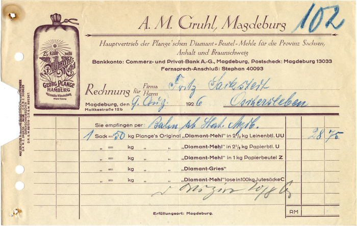 Gruhl, Magdeburg invoices, 1926 and 1927 1