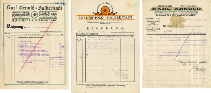 Karl Arnold invoices, 1920s 1