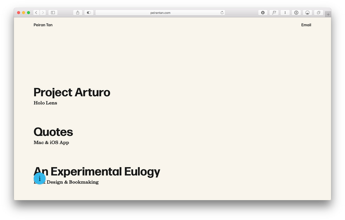 Portfolio website of Peiran Tan, 2017 1