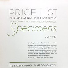 Price List, Stevens-Nelson Paper Corporation