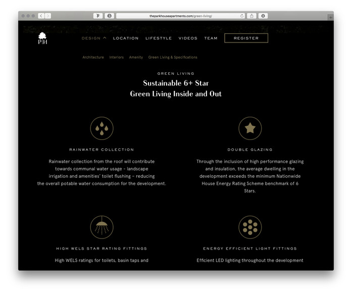 The Park House Apartments promotional website 3