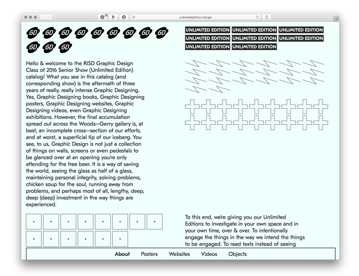 Unlimited Edition, RISD ’16 Senior Show website 2