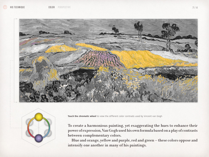 The chromatic contrast wheel is one of the stunning interactive feature developed for the app.