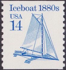 14 cent “Iceboat 1880s” stamp, USA 1986