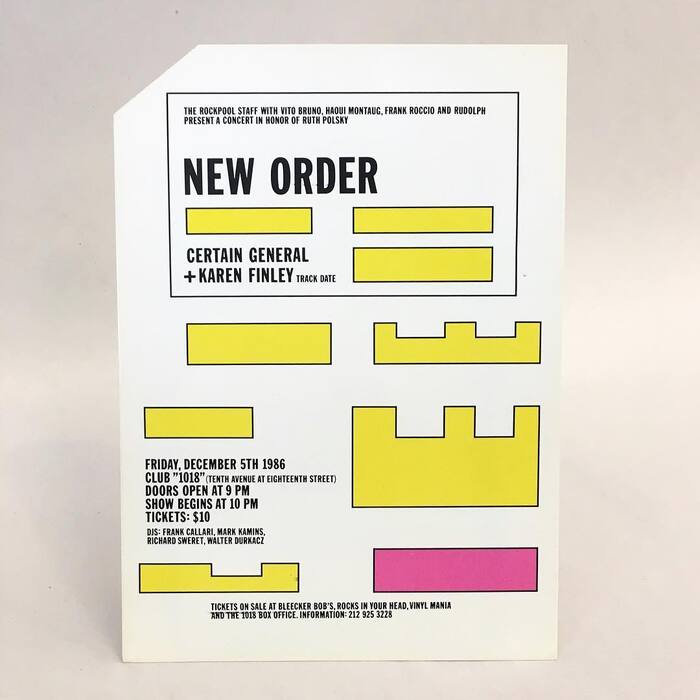New Order, Certain General, and Karen Finley  postcard