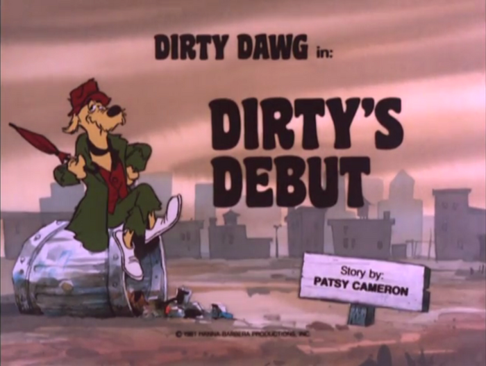 The Dirty Dawg titles feature caps from a film typeface of unclear origin. It is shown as Super Cooper in Photo-Lettering’s One Line Manual of Styles, and as Super Dooper in the Solotype catalog. A freebie digitization is named Coaster.