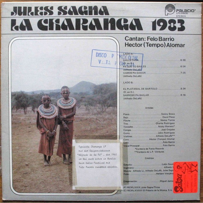 Orchestra Rytmo Africa-Cubana – Jules Sagna presenta: La Charanga 1983 album art 2