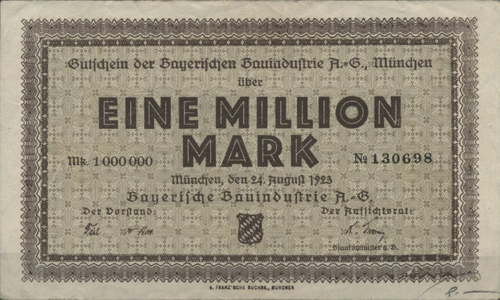 Bayerische Bauindustrie A.-G. Notgeld coupons 3