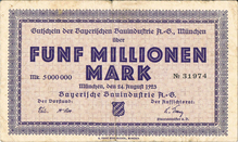 Bayerische Bauindustrie A.-G. Notgeld coupons