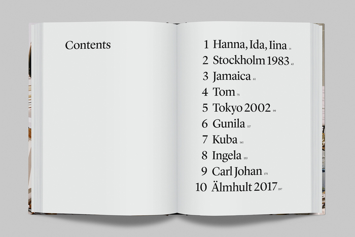 Contents spread in the English edition. Type set in Lyon Display.