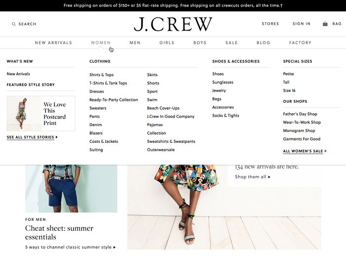 J.Crew website (2017) 2