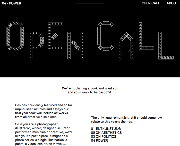 Entkunstung: Open Call 1