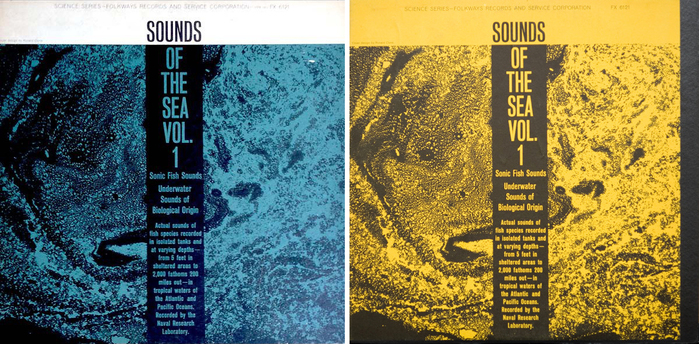 The Discogs archive documents blue (1961), yellow and light green (1966) cover variations.