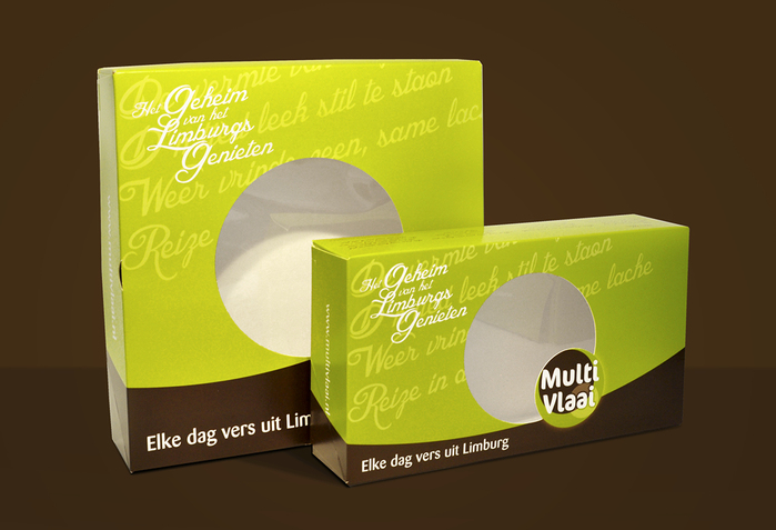 Packaging combining Blessed Day with Barmeno for the slogan (“Each day fresh from Limburg”) and the logo in FF Cocon