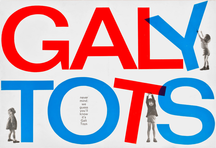 Catalog cover for Galt Toys, 1969–70, playing with the logotype (in Folio). The small type in the ‘O’ is Univers, which was often used as a secondary typeface during this period.