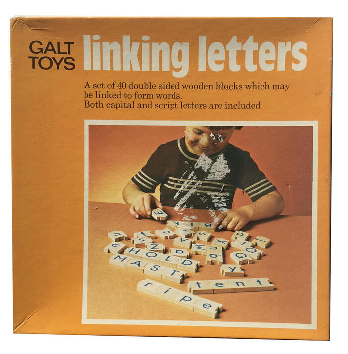 One of two boxes for Linking Letters. The designer is unclear, but it seems to have been released during Garland’s tenure.