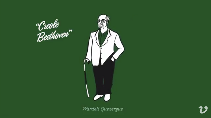 The illustration for Wardell Quezergue AKA &ldquo;Creole Beethoven&rdquo; is complemented by Eubie Script.