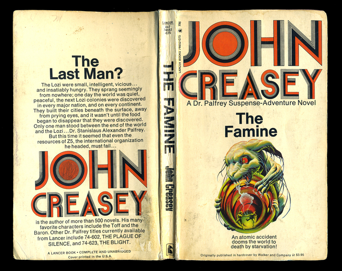 The Famine: A Dr. Palfrey Suspense-Adventure Novel. New York: Lancer Books, Inc., 1970 [More info on ISFDB]