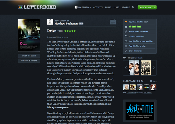 Letterboxd website (2011–2013) 3